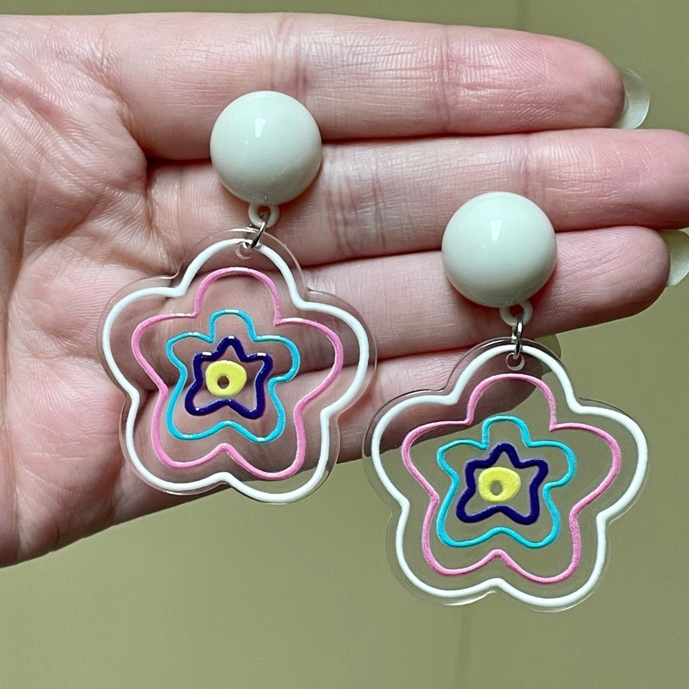 Clear acrylic flower earrings
